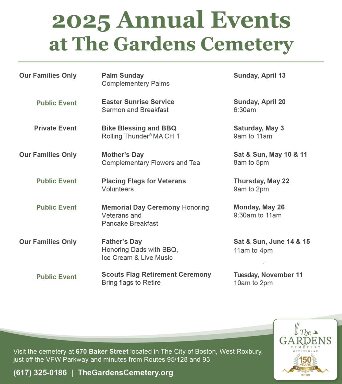 the gardens events calendar